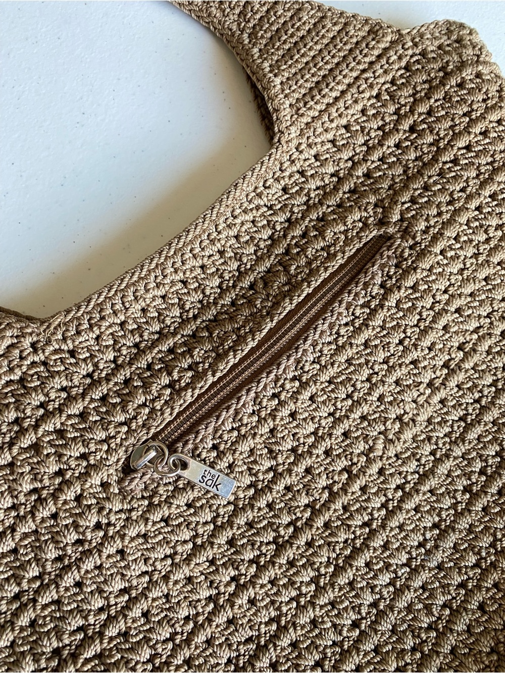 The Sak Large Ribbed Crochet Knit Zip-up Shoulder Purse Tote - Picture 3 of 5